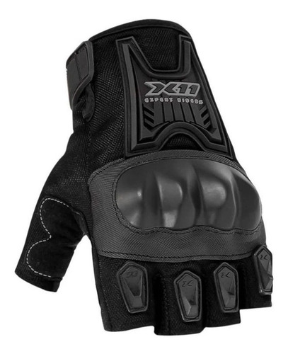 Imagem 1 de 4 de Luva X11 Blackout Moto 1/2 Dedo Preto