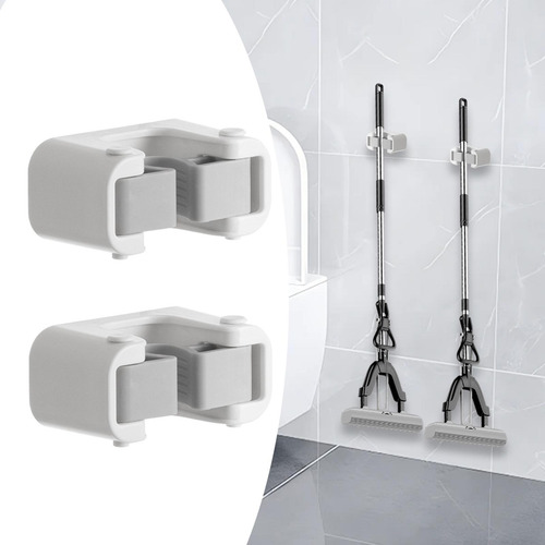 Wall Mounted Broom And Mop Organizer For Home 2 Single Clips