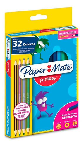 Lapices De Colores Paper Mate Fantasy Cont. 28 Piezas