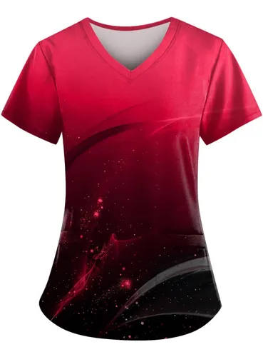 Tops De Scrubs Para Mujer, Uniforme Estelar, V-cuello, Con B