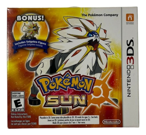 Pokemon Sun + Solgaleo Figure Pack (sellado) - Nintendo 3ds