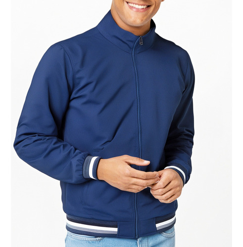 Chaqueta De Bomber Casual Para Hombre Con Cuello De Pie