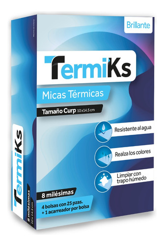 Mica Termica Tamaño Curp 8ml (100 Pzas) Termiks 10x14.5 Cm