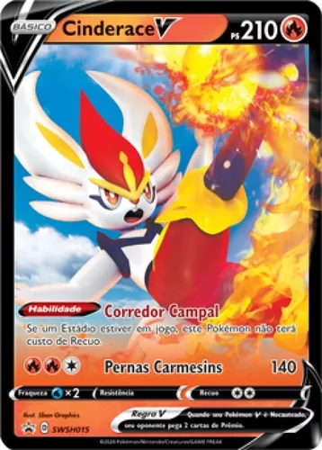 Latinha - lata de guardar cartinhas pokémon - Galar Fogo Cinderace V em  Promoção na Americanas