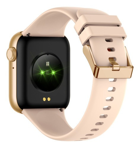 Smartwatch Reloj Inteligente Marca Jd Milan Color Rosa Pantalla 1.96 Con Malla De Silicona Y Bisel Metálico En Color Dorado Con Ip67 Y Spo2