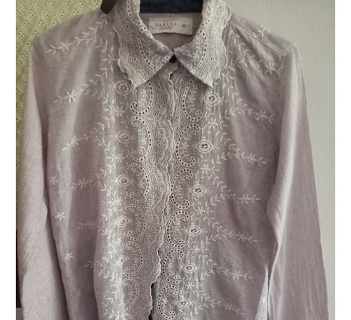 Camisa Blusa Talle 40 Wanama Broderie Impecable