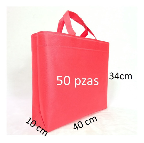 50 Pzs Bolsa Ecologica Con Asas 34 Alto 40 Ancho 10 Fuelle. 