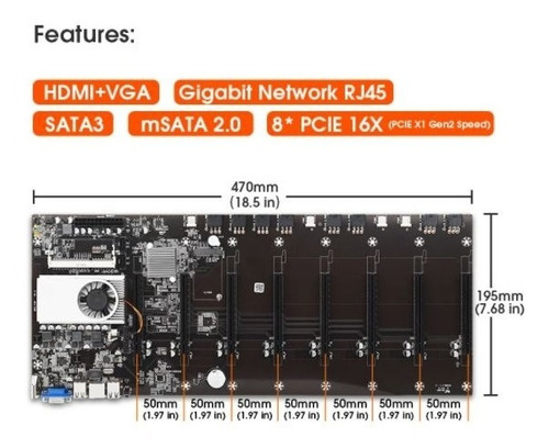 Imagem 4 de 4 de Placa Mãe Mineração 8 Pcie - Intel Chipset - Etherum Bitcoin