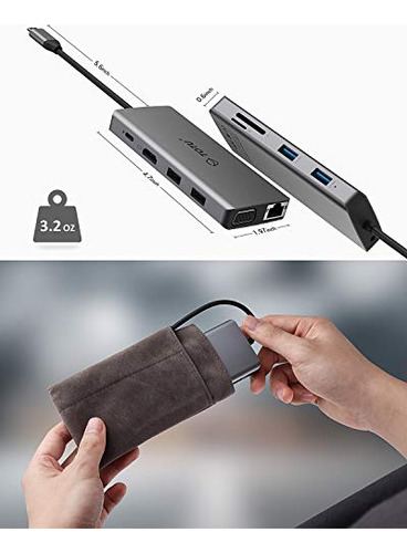 Hub Usb C, Hub Tipo C, Adaptador Totu 11 En 1 Con Ethernet,