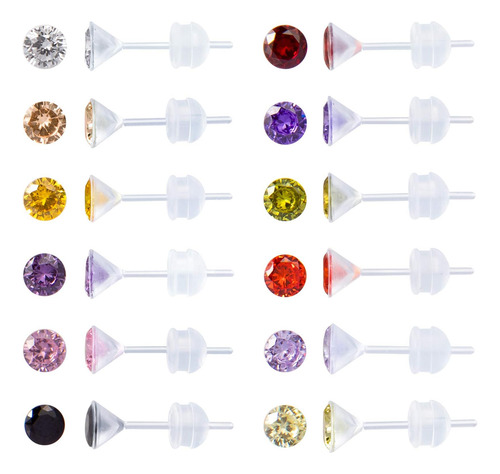 12 Pares De Aretes De Plástico Para Oídos Sensibles, Aretes