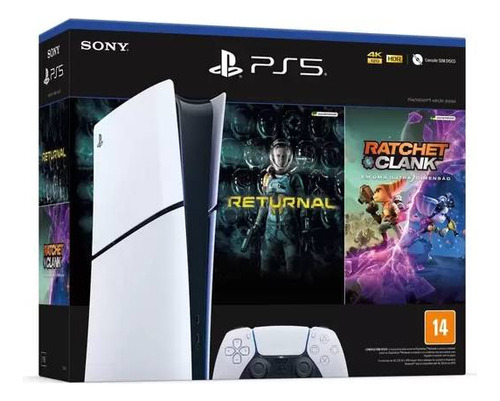 Console PlayStation 5 Slim Sony, SSD 1TB, Edição Digital, Com Controle Sem Fio DualSense, Branco + 2 Jogos Digitais