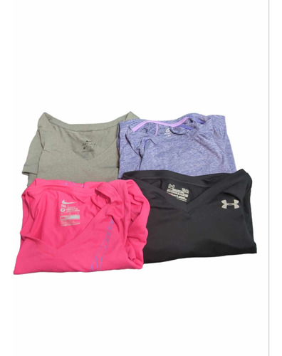 Lote De 4 Playeras Deportivas Gimnasio Para Mujer Talla M 