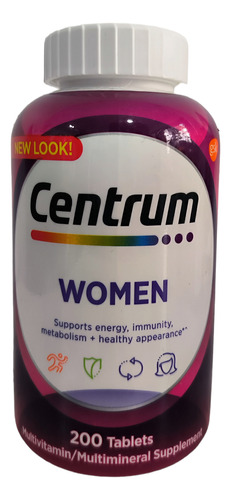 Centrum Multivitaminico Para Mujer. 200 Tabletas. Importado 