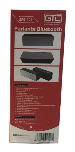 Imagen 4 de 4 de Parlante Bluetooth Gtc Spg-101