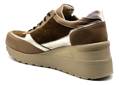 Zapatilla Cuero Mujer Plataforma Taco Acolchada