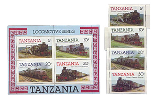 Tanzania 1987. Serie Completa Nueva De Locomotoras