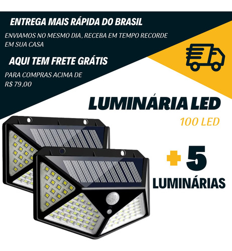 Kit 5 Refletor Residencial Automatico 40w Sensor Movimento