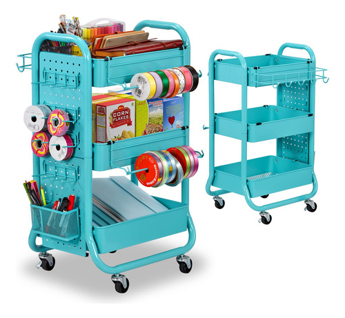 Carrito De Almacenamiento 3 Niveles Con Tablero Y Cestas Ver