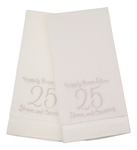 Par De Toallas De Lino 25th Anniversary De 14.25 X22.25...