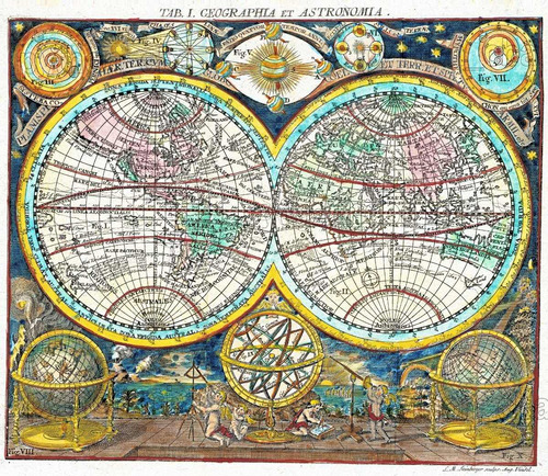 Cuadro Mapa Planisferio Mapamundi Geografía Y Astronomía