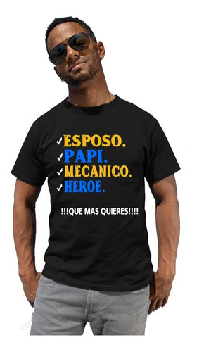 Playera Juvenil Negra De Caballero Estampado Taller Mecanico