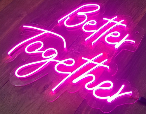 Letrero Luz Neon Better Mr & Mrs Pared 50cm! Base Acrilico