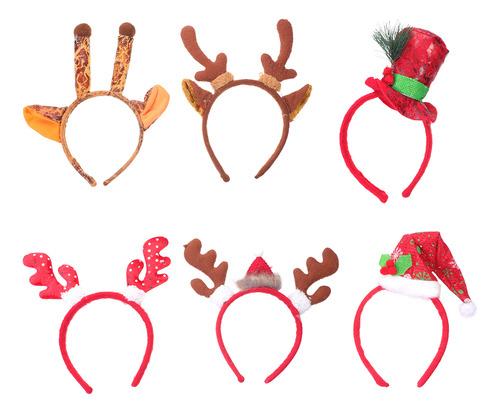 6 Unidades De Diademas Con Diseño De Sombrero Navideño Y Ast