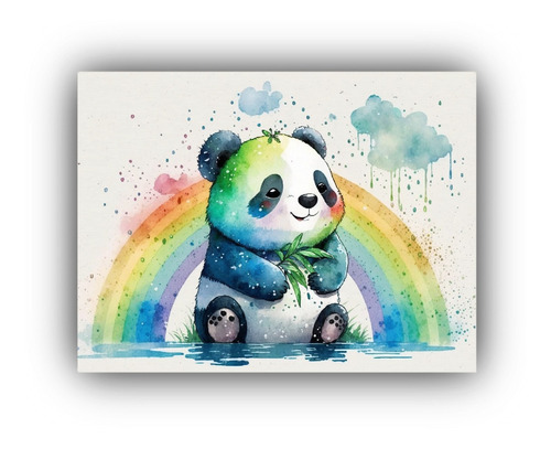 Arte De Pared Ilustracion Panda Personalizadas 40x30cm