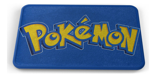 Tapete Pokémon Logo Fondo Azul Baño Lavable 40x60cm