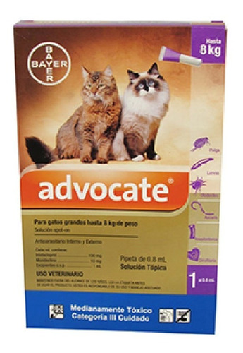 Antipulgas Advocate Gatos Hasta 8 Kg Para Gato