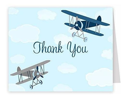 Airplane Thank You Cards Baby Shower Birthday Little Pilot B