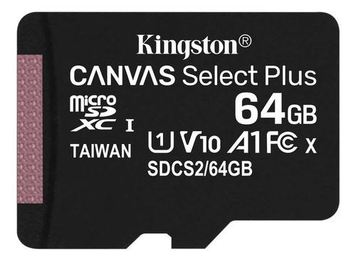 Tarjeta de memoria Kingston SDCS2 Canvas Select Plus con adaptador SD 64GB