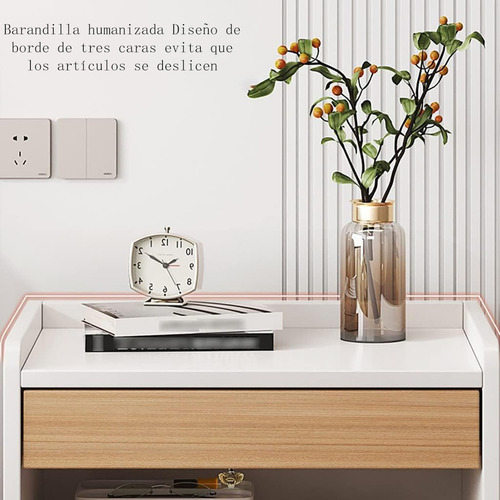 Mesita De Noche buro recamara, Mesa Auxiliar Buros Modernos Con 2 Cajones, buros de madera sencillos Caqui,Patas de metal buro minimalista Lafulaifu Mesa De Noche Elegante,buros de madera modernos