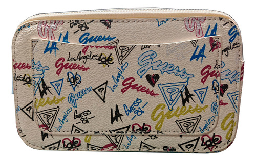 Bolsa Tipo Guess Bandolera Mujer Blanco Estampado Guess Blanco Estampado Guess Metálico Crema
