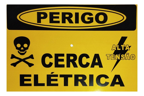 100 Placa Advertência: Perigo Cerca Elétrica Alumínio