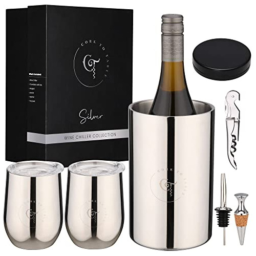 | Wine Chiller Set | Premium Stainless Steel | Wine & C...