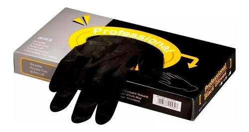 Imagen 2 de 2 de Guantes Negros Latex Premium Reutilizables Peluqueria X 20u