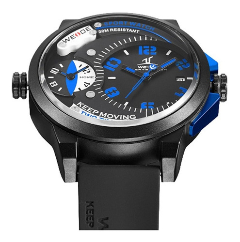 Relógio Masculino Weide Analógico Uv-1501 - Preto E Azul