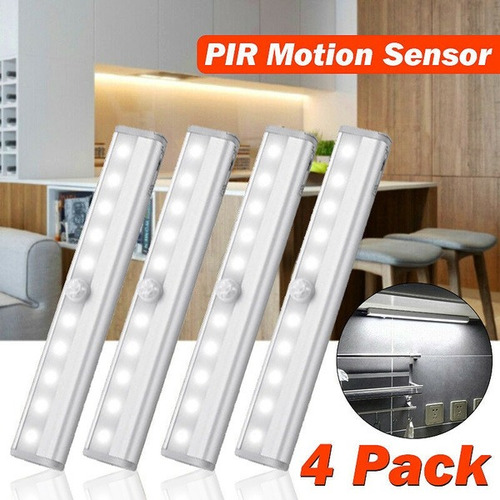 4packs 10 Led Portátil Inalámbrico Pir Sensor De Movimiento