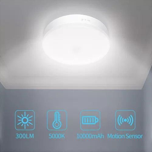 TOOWELL Luz LED de techo con sensor de movimiento, luces LED recargables  con cable USB, luz con sensor de movimiento para interiores y exteriores