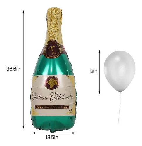 Kit Set Globo Feliz Cumpleaños Botella Champagne Copa Cheer