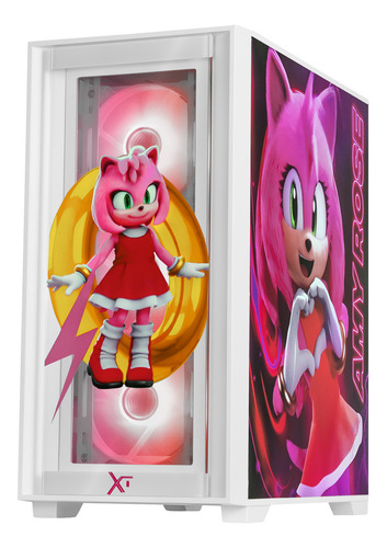Gabinete Gamer XTREME PC GAMING Ring Amy Edition Mini Torre Micro ATX 4 Fan ARGB USB-C Cristal Templado Frente Intercambiable