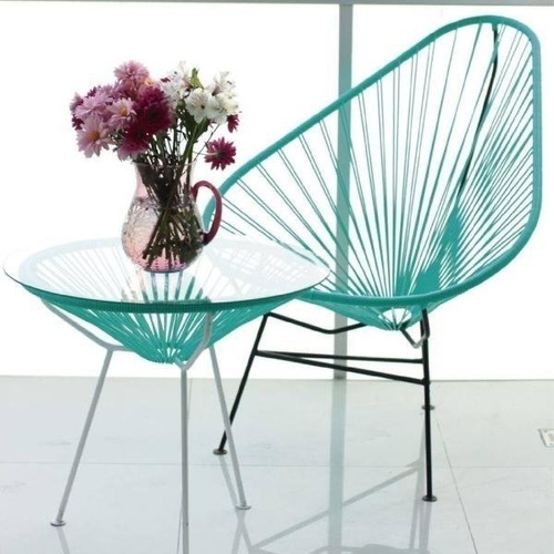 Silla - Sillón Acapulco De Hierro Macizo - Pvc Aqua-negro.