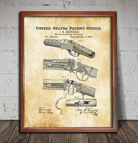 Patente Retro Rifle Winchester Poster Enmarcado Para Colgar