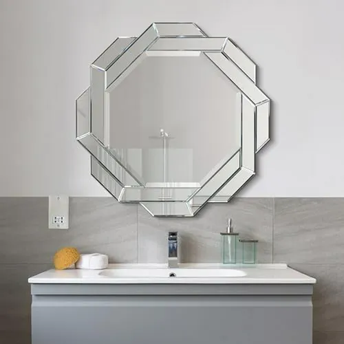 Espejo Hexagonal Negro Mate 34 Listo Para Colgar - Decoraci