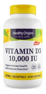 Vitamina D3 10.000ui Healthy Origins 360 Fórmula Americana