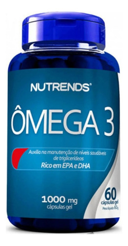 Ômega 3 Epa/dha 1000mg 60 Caps - Nutrends - Função Cognitiva Sabor Sem Sabor