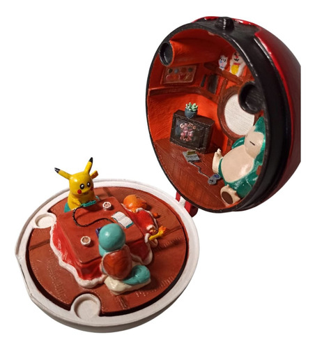 Pokebola Pokémon Diorama 17cm De Altura A Todo Color