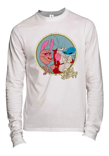 Playera M Larga 90's Ren Y Stimpy Degradado