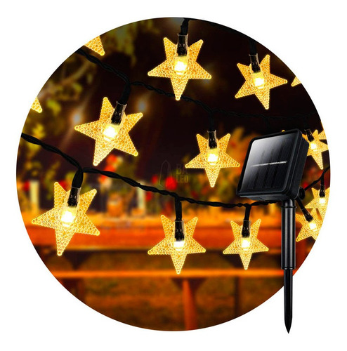 Guirnalda Luces Led Estrella 7 Metros Solar Navidad Completa